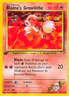 Blaine's Growlithe Gym Heroes #62
