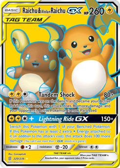 Raichu & Alolan Raichu-GX Unified Minds #220