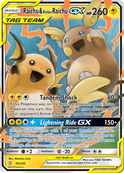 Raichu & Alolan Raichu-GX Unified Minds #54