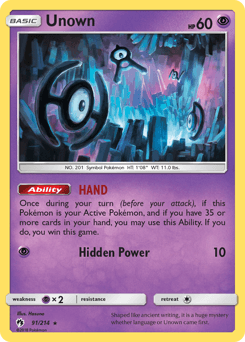 Unown Lost Thunder #91