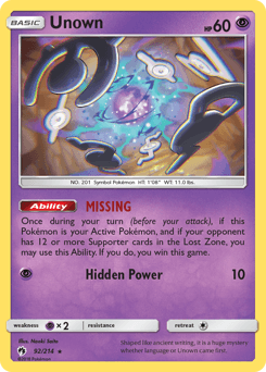 Unown Lost Thunder #92