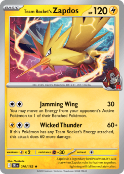 Team Rocket's Zapdos Destined Rivals #70
