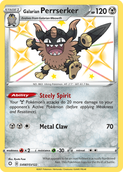 Galarian Perrserker Shining Fates Shiny Vault #SV087